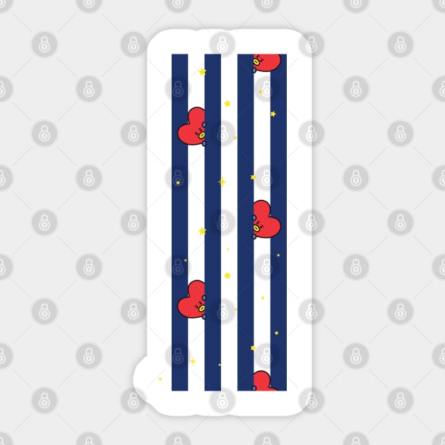 BT21 Tata Striped Pajamas Pattern Bt21 Bts Sticker TeePublic
